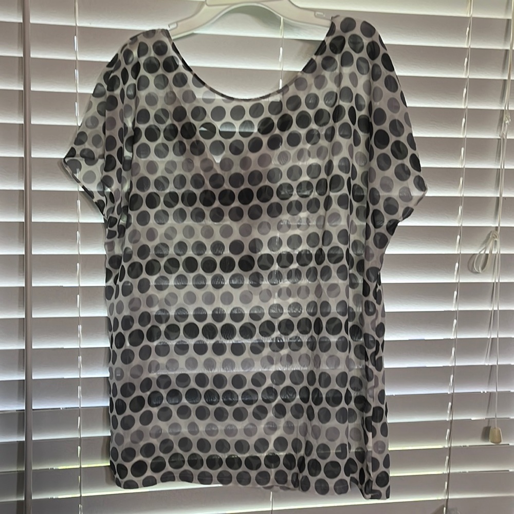 Uniqlo polka dot gray top L